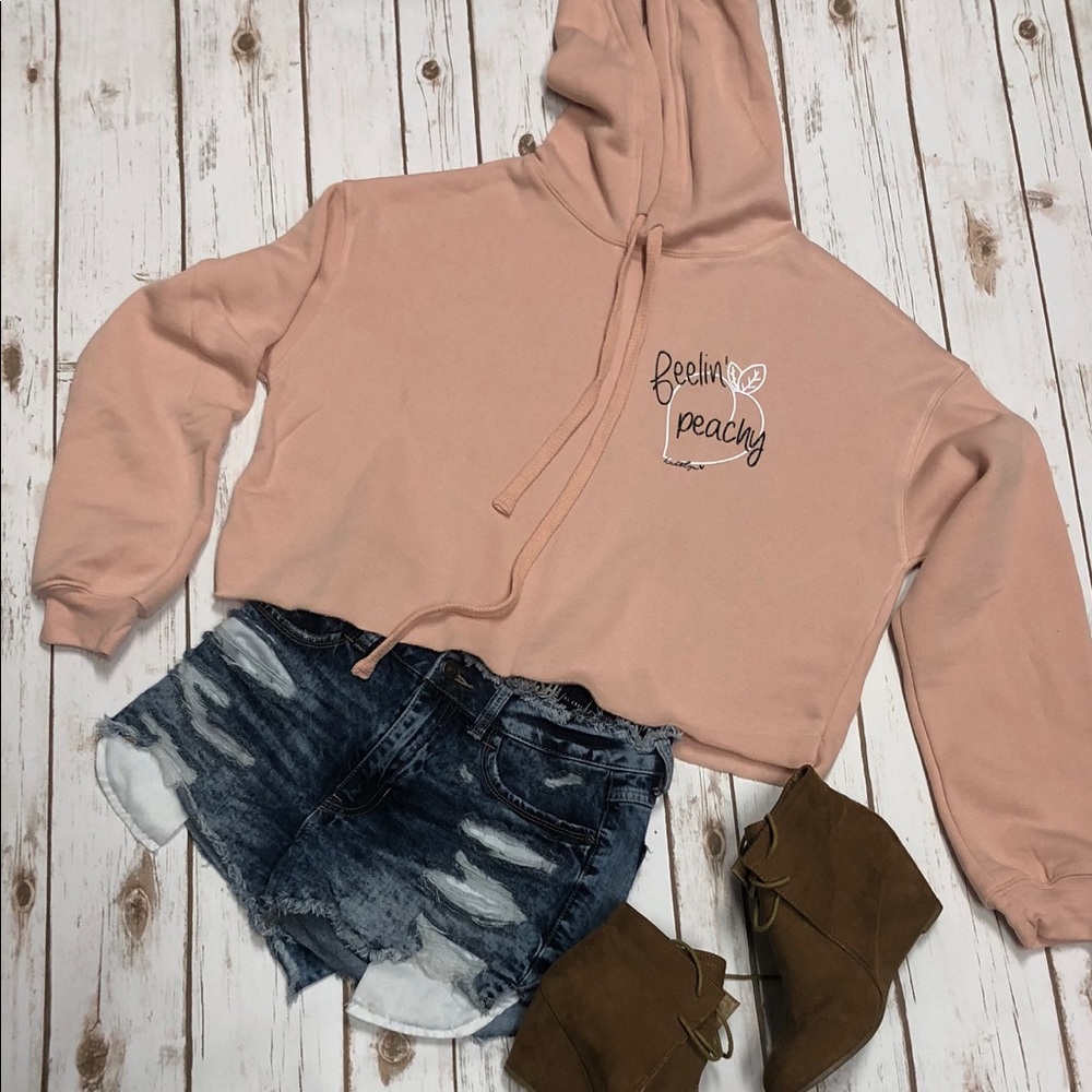 “Feelin’ peachy” cropped hoodie